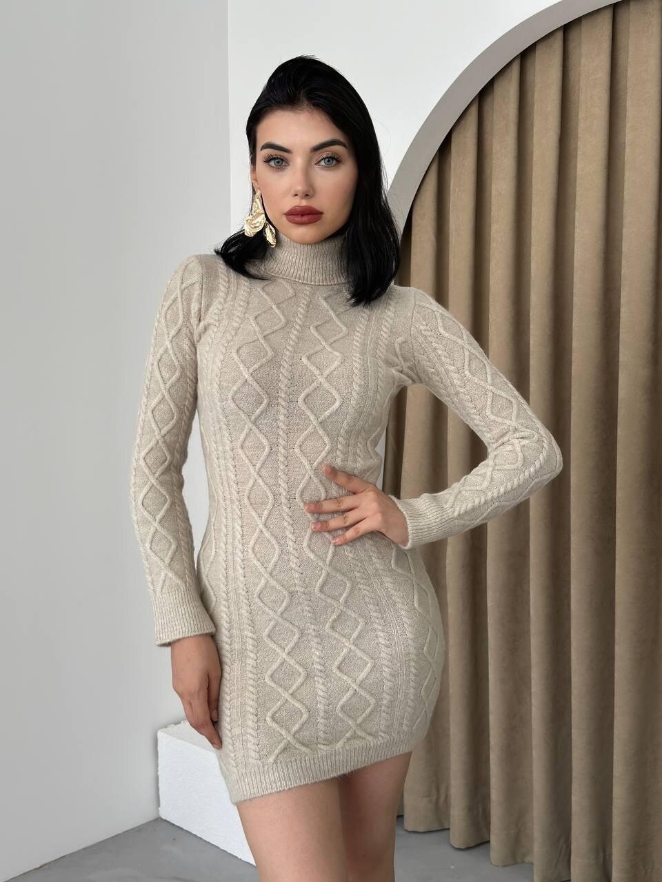 Livorna Boğazlı Mini Elbise 