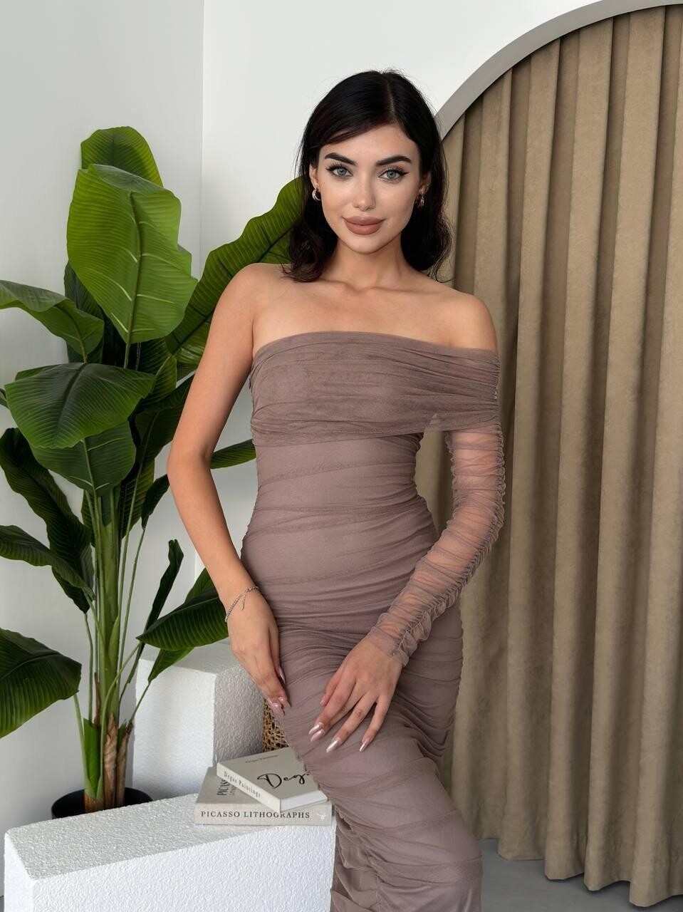 Polack One Shoulder Tulle Dress