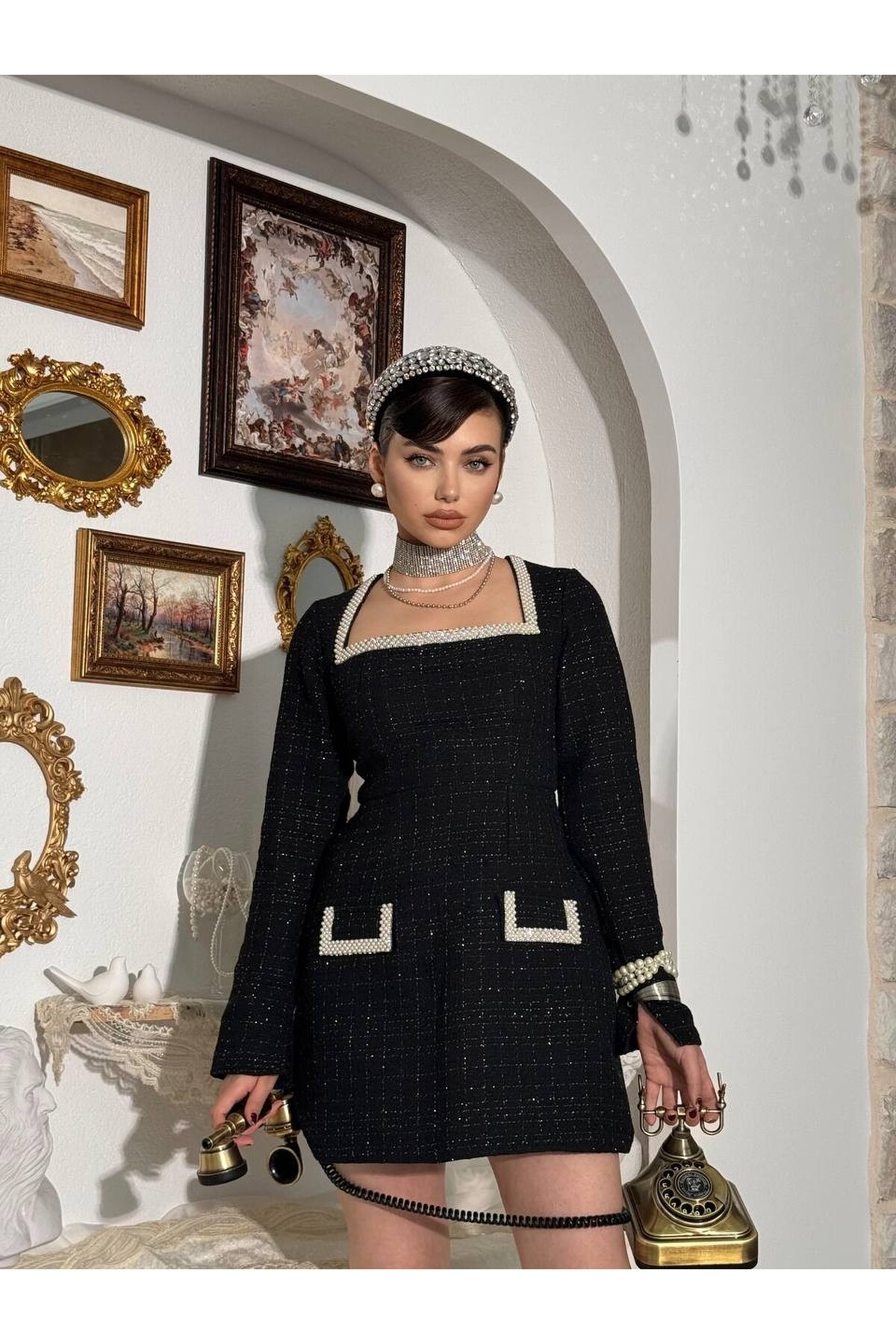 Belor İnci Detaylı Elbise