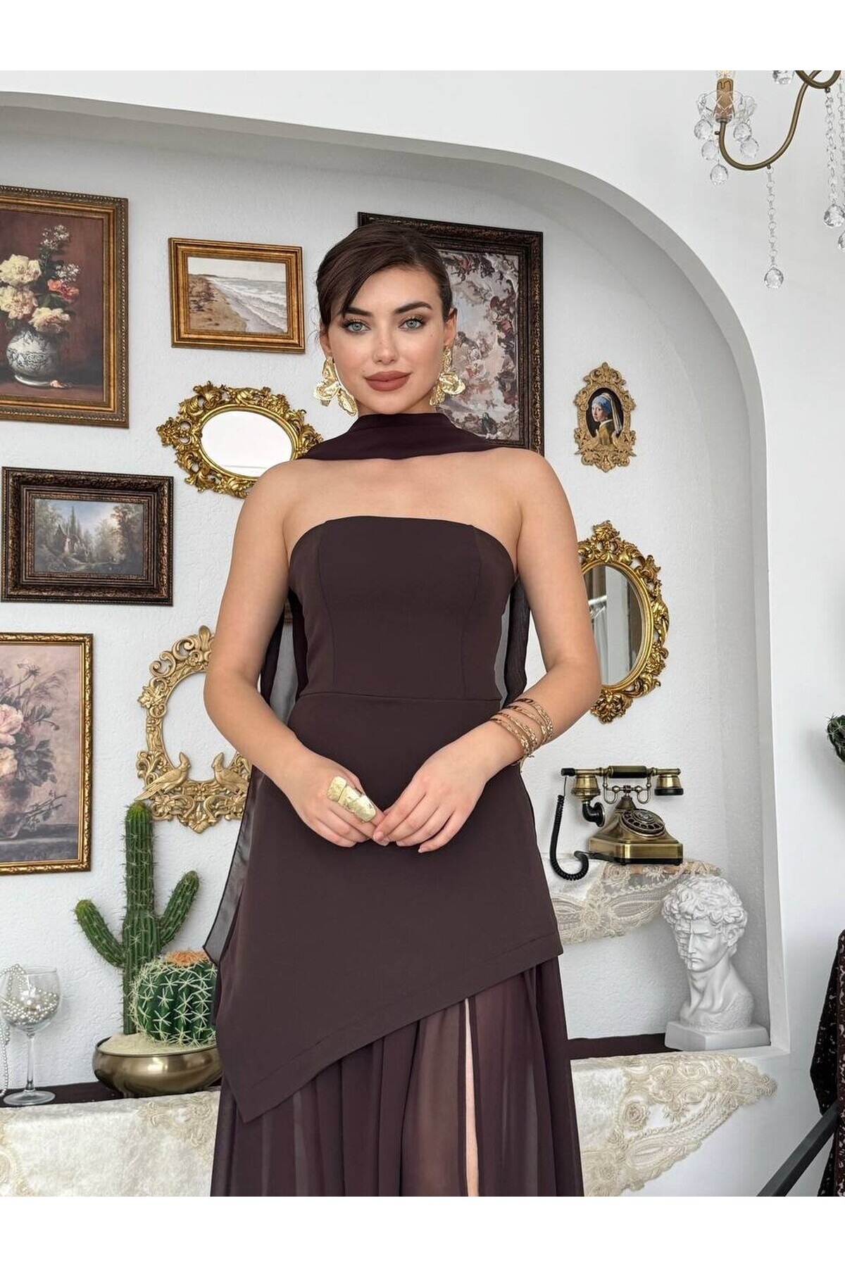 Hulos Şal Detaylı Elbise