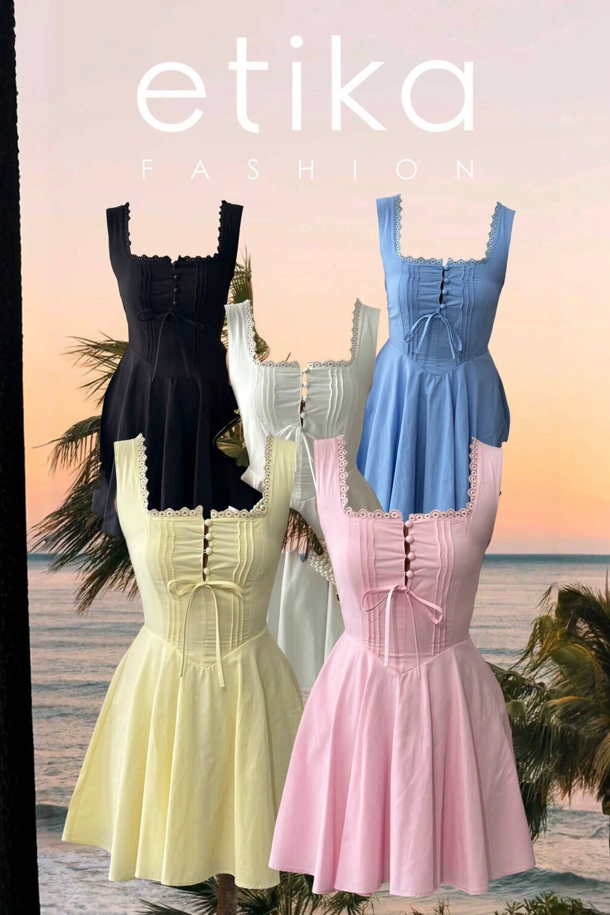 Nuklu Düğme Detaylı Elbise