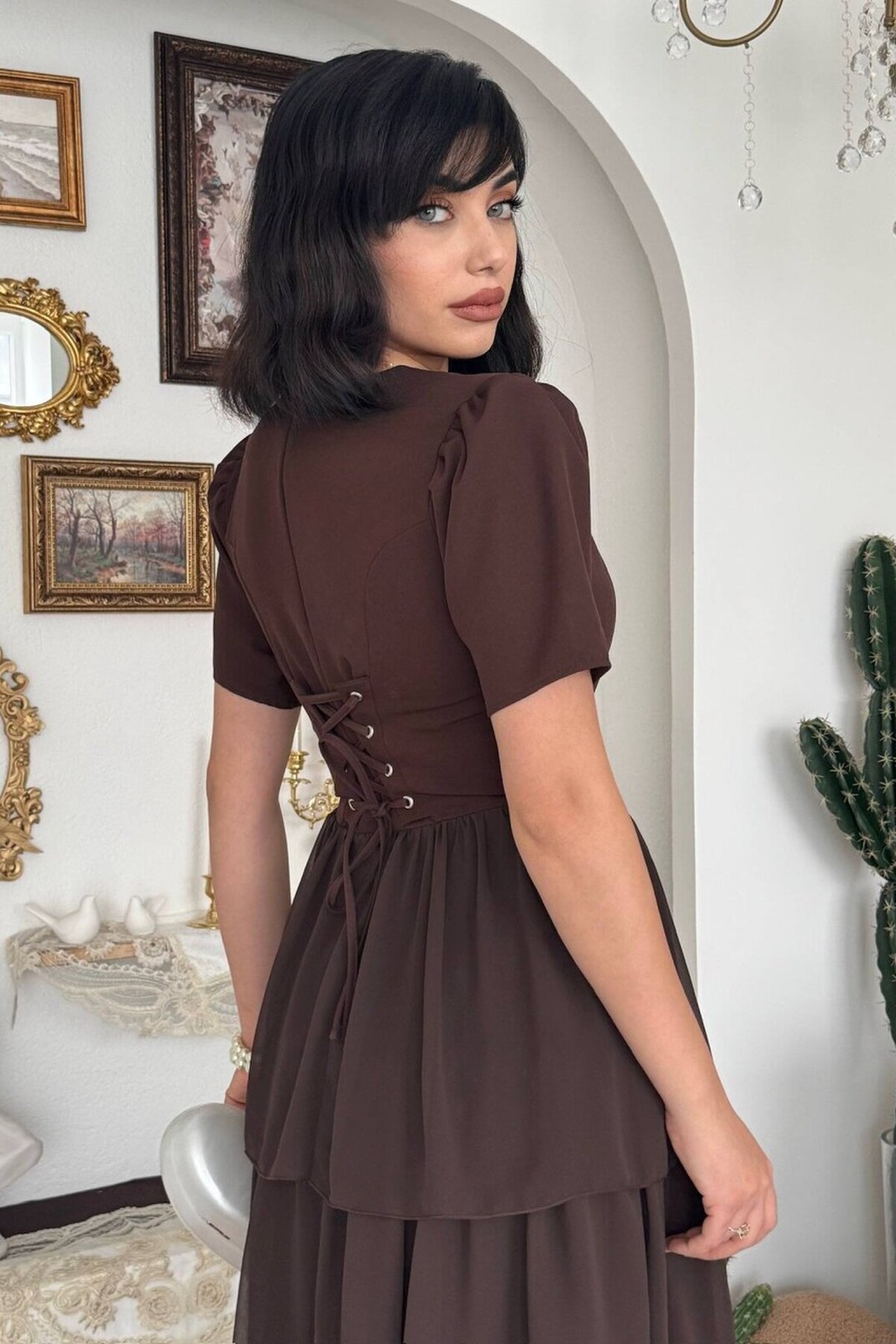 Pola Sırt Korsaj Detaylı Elbise