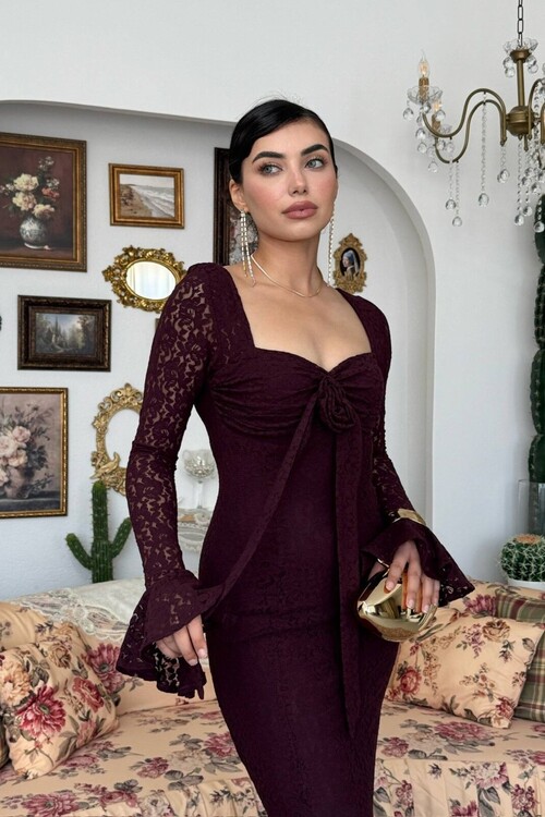 Cesam Gül Detaylı Elbise