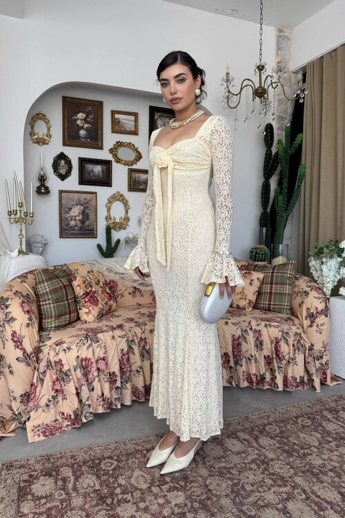 Cesam Gül Detaylı Elbise