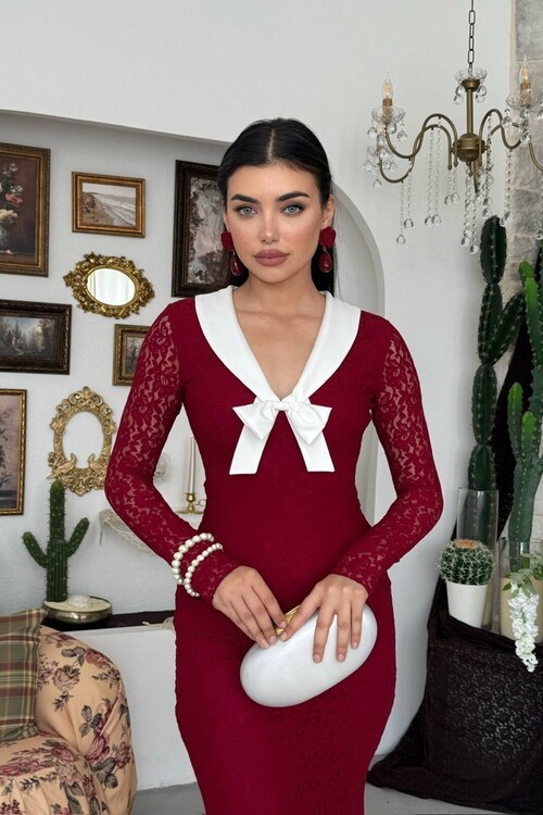 Duyru Fiyonk Detaylı Elbise