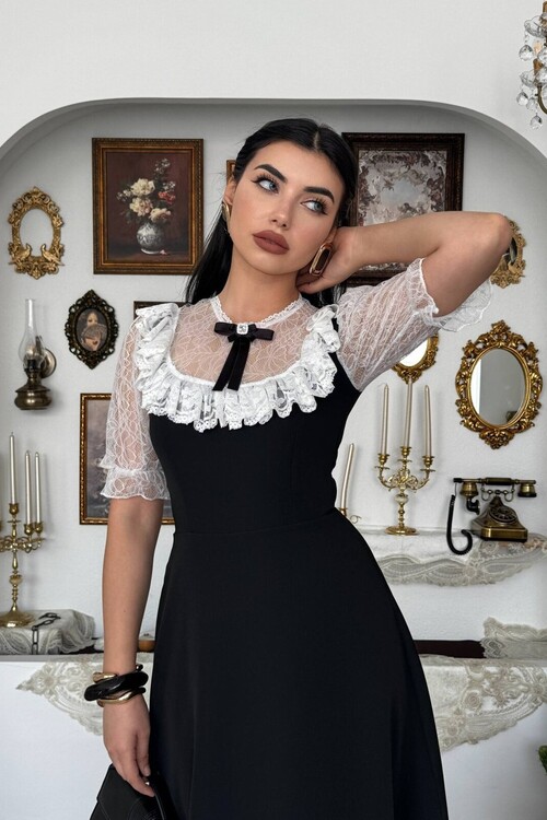 Esane Broş Detaylı Elbise