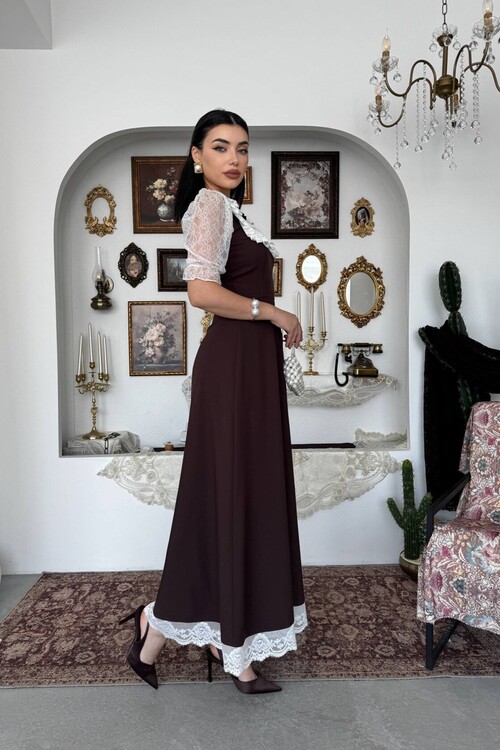 Esane Broş Detaylı Elbise
