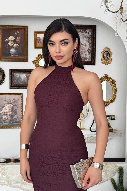 Jons Boyun Bağlamalı Midi Elbise