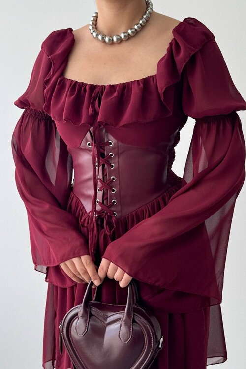 Joy Leather Dress with Corset Detail