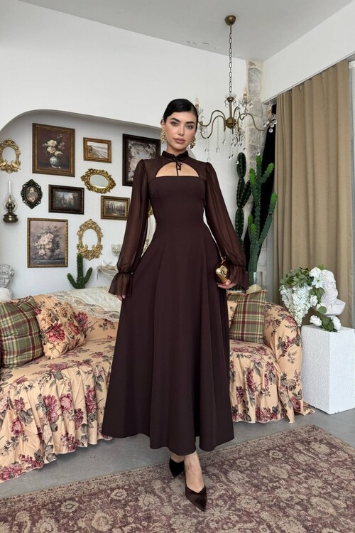 Wome Pelerin Detaylı Elbise