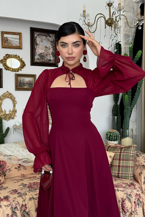 Wome Pelerin Detaylı Elbise