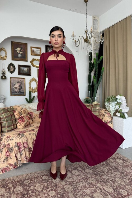 Wome Pelerin Detaylı Elbise