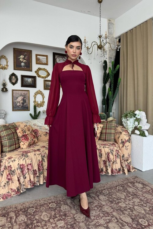 Wome Pelerin Detaylı Elbise