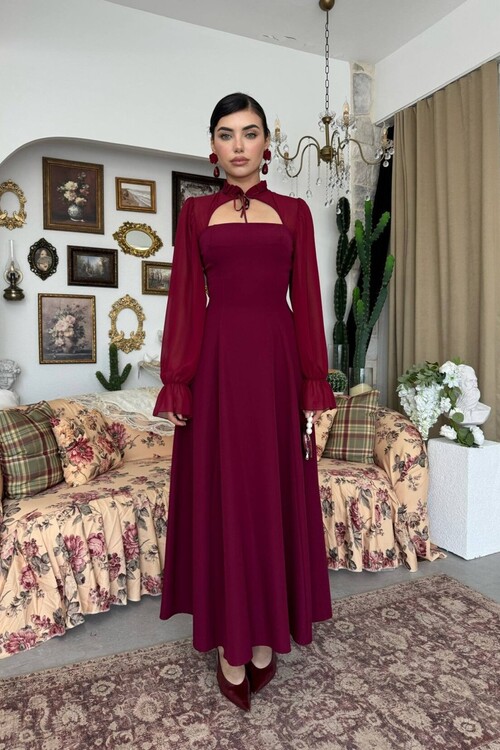 Wome Pelerin Detaylı Elbise
