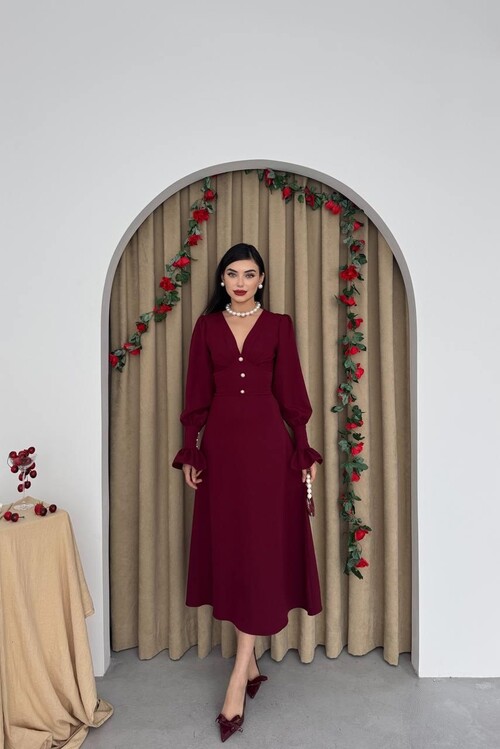 Meta Button Detailed Dress