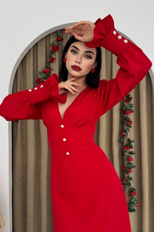 Meta Button Detailed Dress