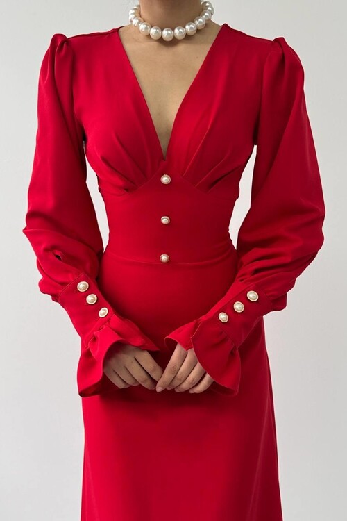 Meta Button Detailed Dress