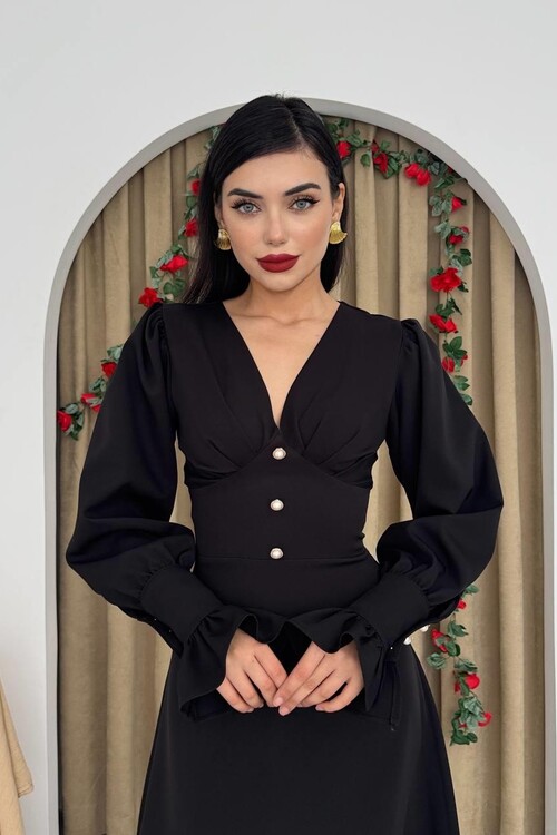 Meta Button Detailed Dress