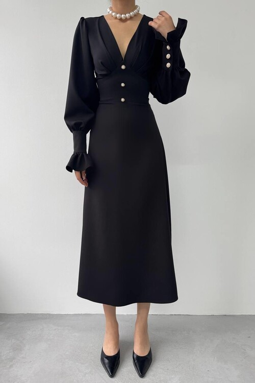 Meta Button Detailed Dress