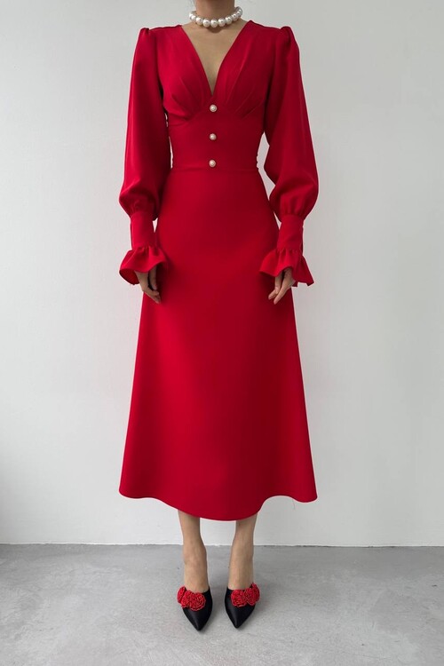 Meta Button Detailed Dress