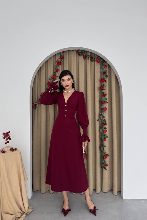 Meta Button Detailed Dress