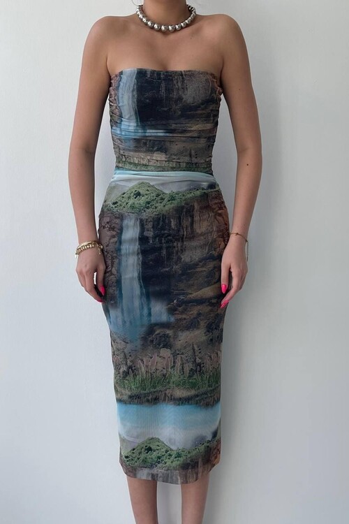 Mountain Strapless Tulle Dress