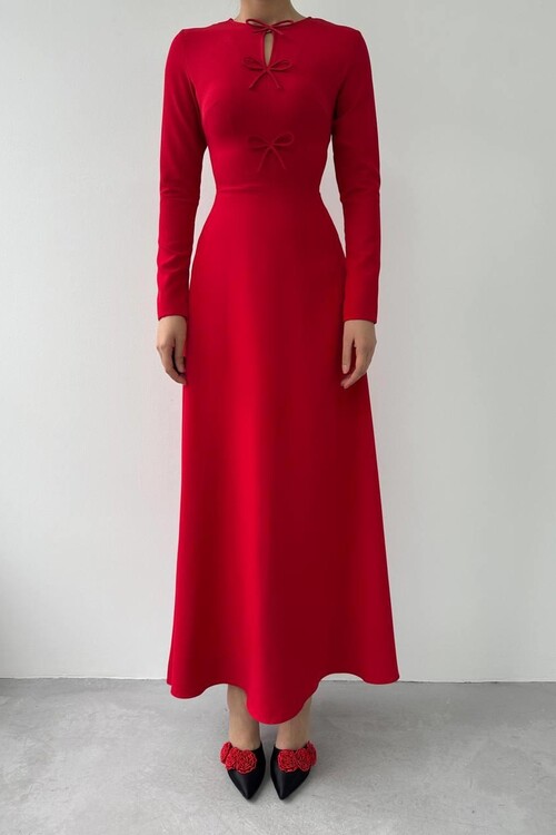 Offse Bow Detailed Dress