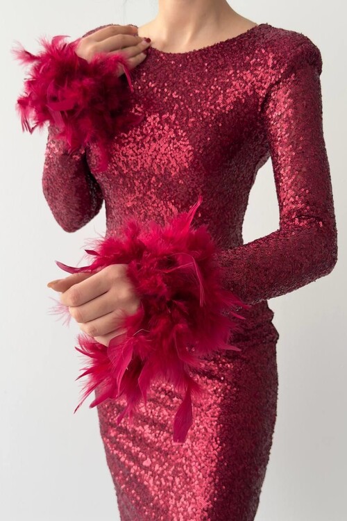 Sewa Feather Detailed Dress