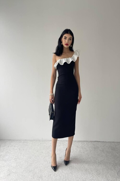 Sophia Flounce Pencil Midi Dress