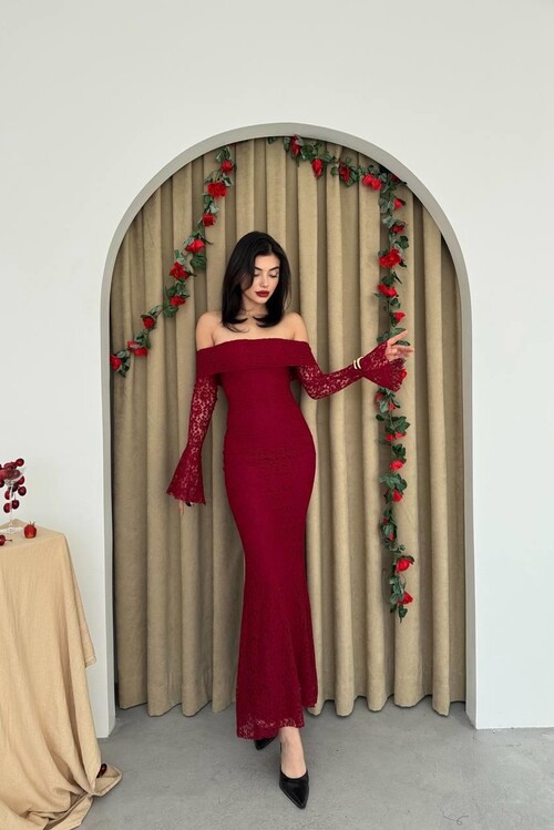 Arya Straplez Dantel Elbise