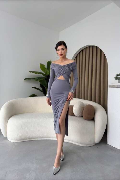 Ashley Sash Low-cut Dress