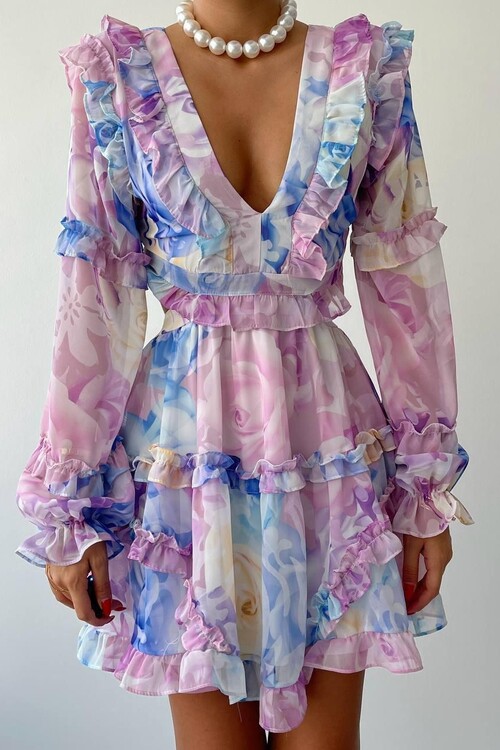 Avellino Sırt Dekolteli Elbise