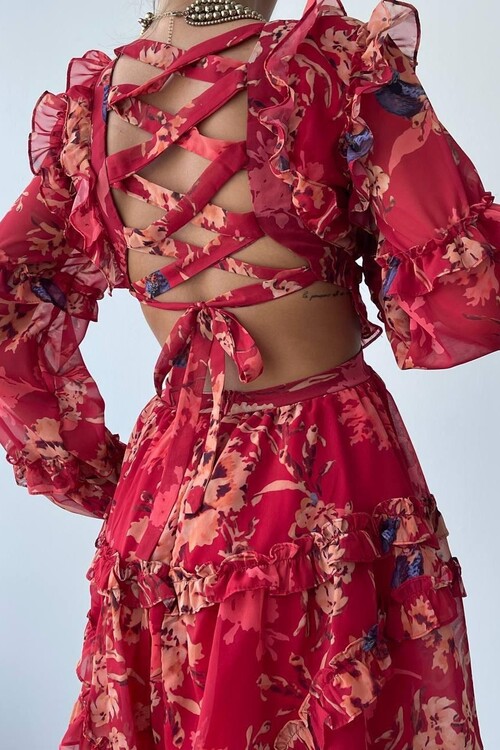 Avellino Sırt Dekolteli Elbise