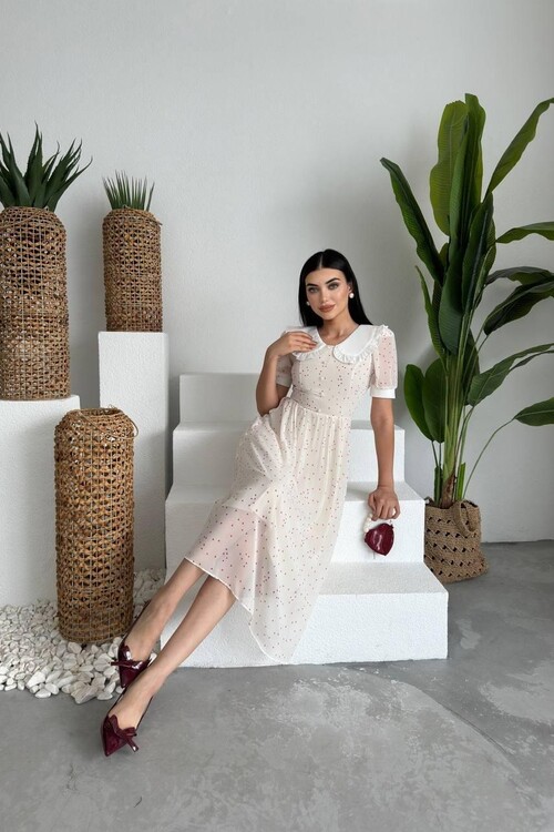 Aversa İnci Detay Şifon Elbise