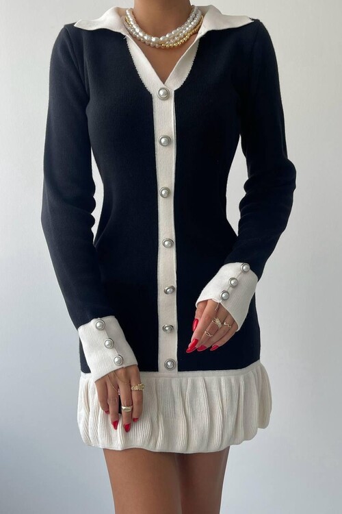 Bochum Pearl Button Mini Dress