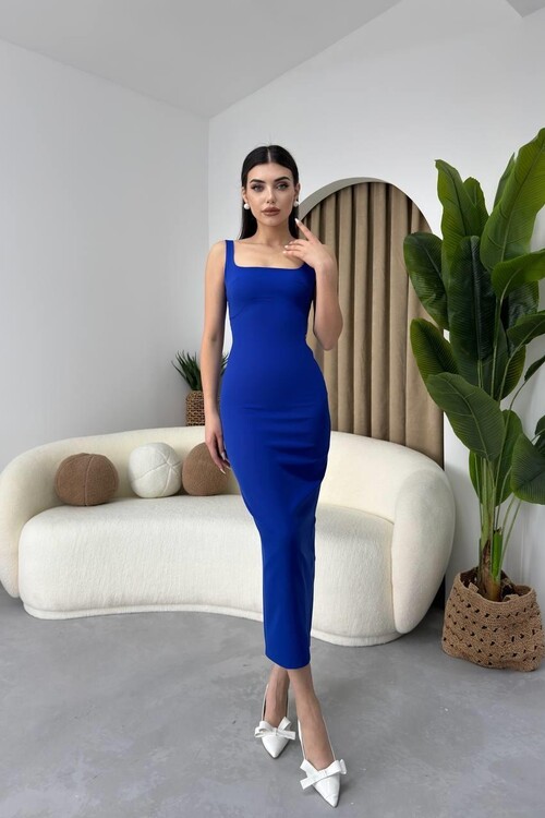 Calliope Kare Yaka Midi Boy Elbise