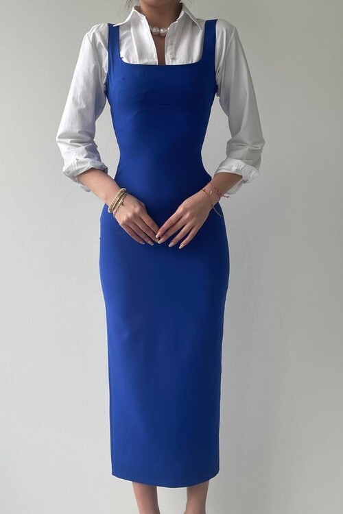 Calliope Kare Yaka Midi Boy Elbise