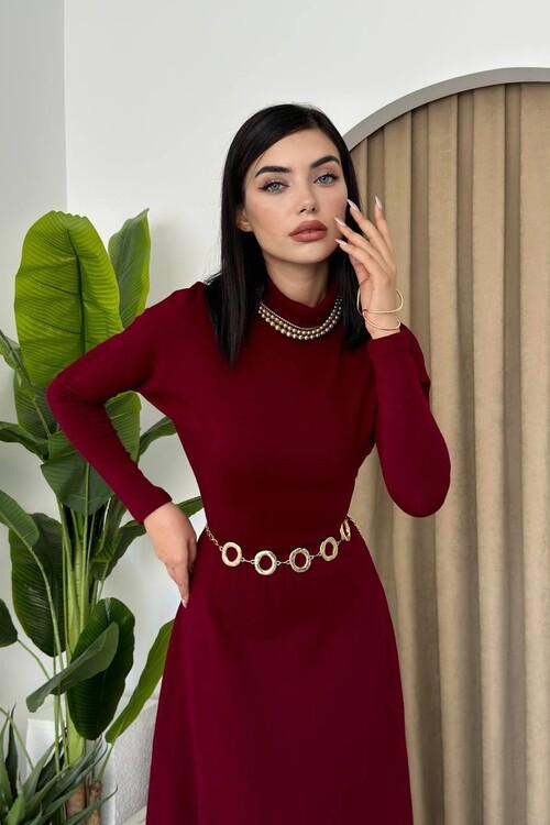 Dina Boğazlı Midi Elbise