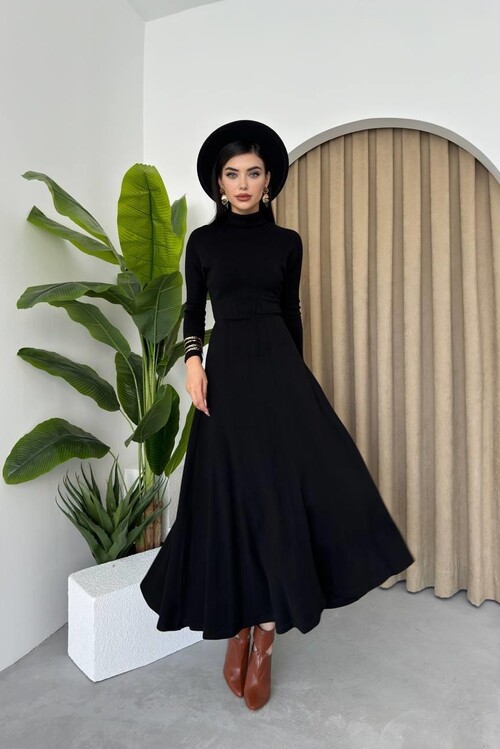 Dina Boğazlı Midi Elbise