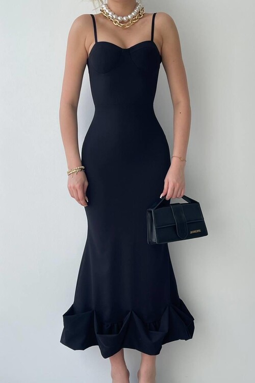 Dominic Midi Dress with Gathered Skirt