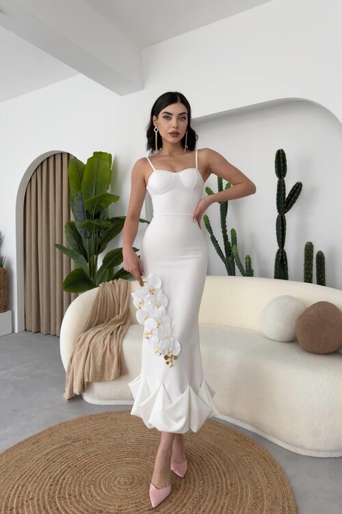 Dominic Midi Dress with Gathered Skirt