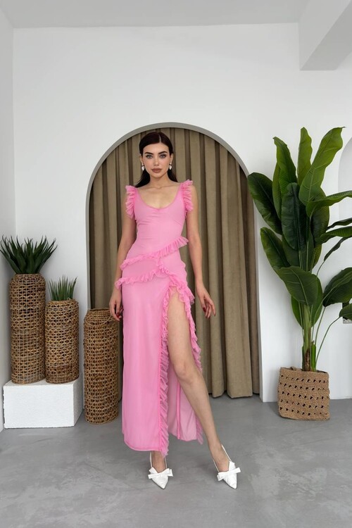 Felix Slit Midi Tulle Dress