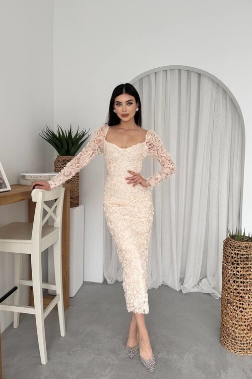 Folers Çiçek Desenli Elbise