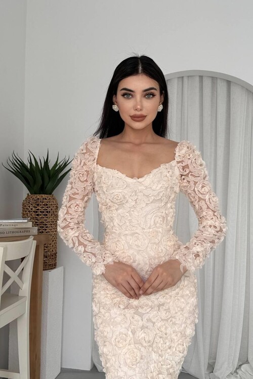 Folers Çiçek Desenli Elbise