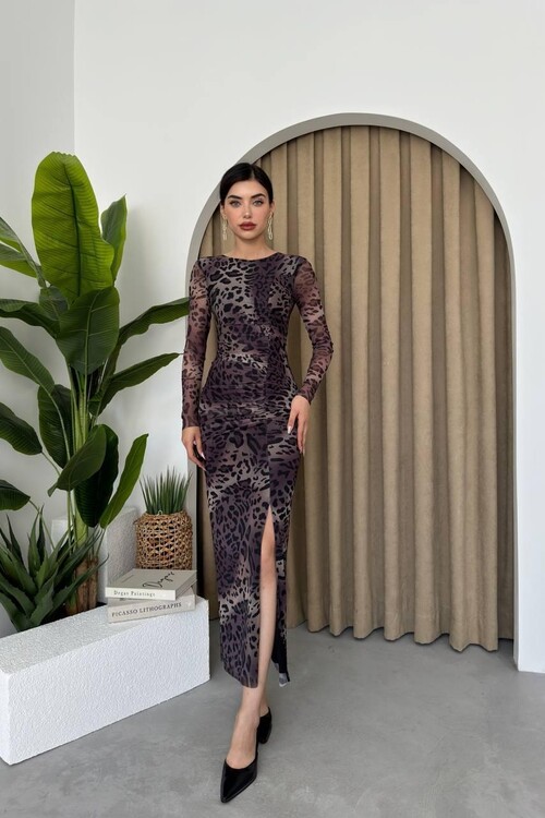 Gena Tül Midi Boy Elbise