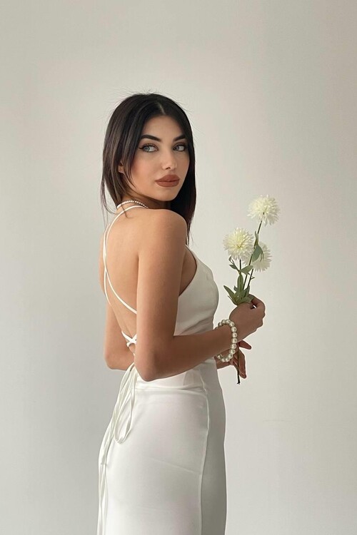 Kaitlyn Backless V-neck Slit dress