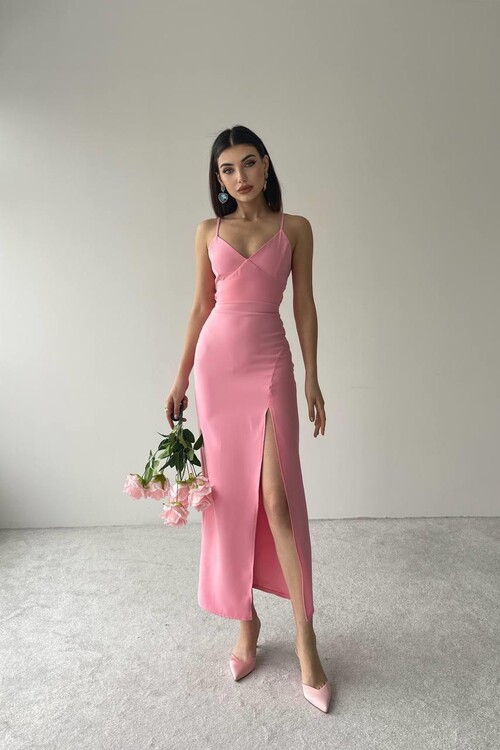 Kaitlyn Backless V-neck Slit dress