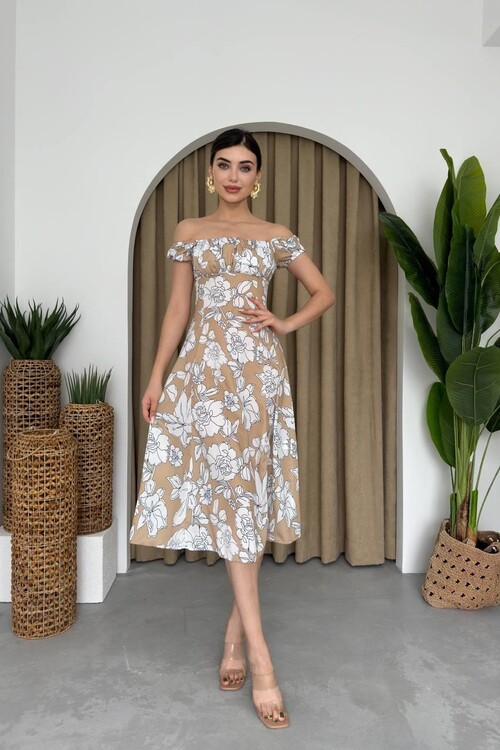 Square Neck Floral Dress