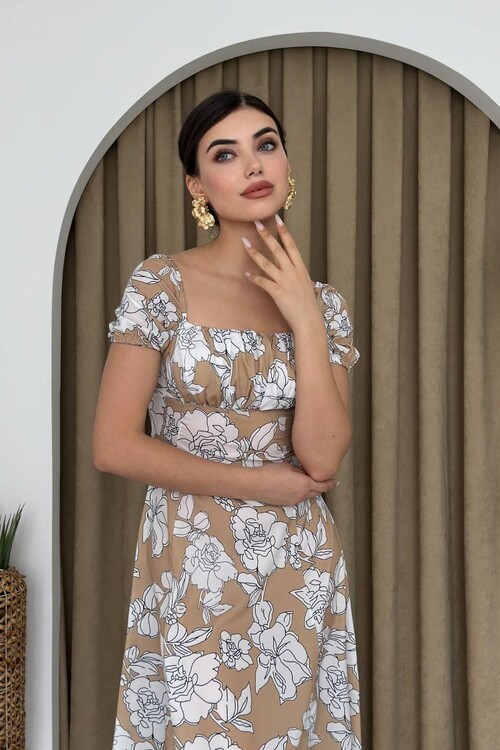 Square Neck Floral Dress