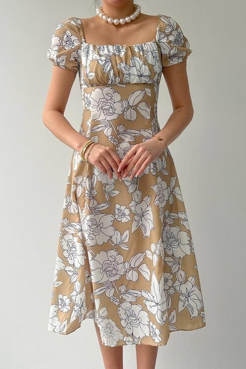 Square Neck Floral Dress